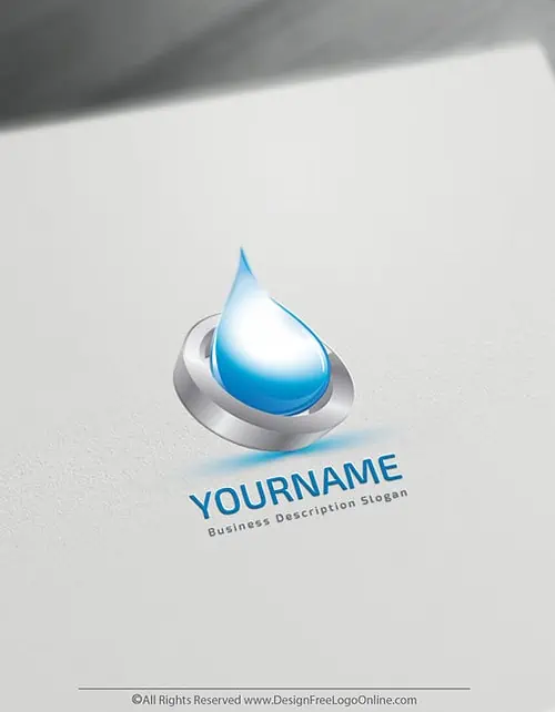 3D Blue Water Drop Logo Template