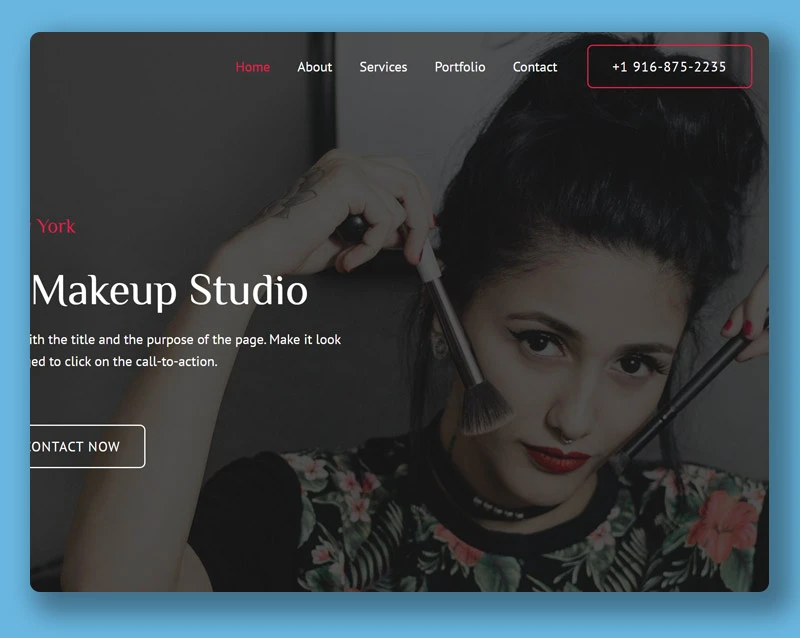 Custom Website + Hosting 28 Beauty Makeup Studio website