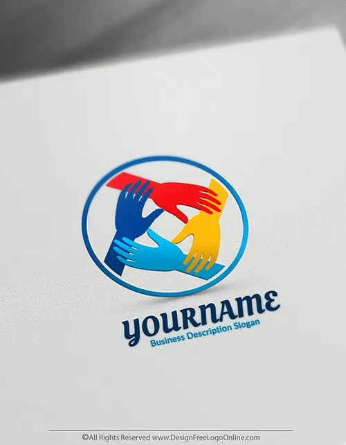 Make your own colorful Hands logotype free! Download your new Logo Today