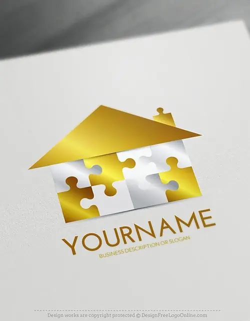Construction Logo Maker - Gold House Puzzle Logo Ideas