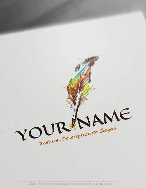 Design Free Logo: Create Online quill pen Logo Template
