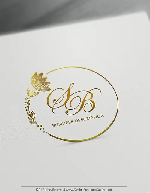 Online gold flowers logo making