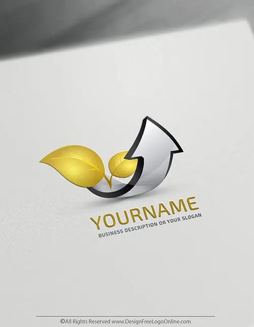 Free 3D Gold Arrow Logo Maker - Finance Growing Green Leaf Logo Template