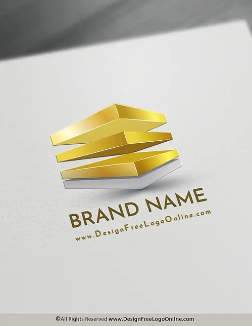 golden 3D cubes logo design maker