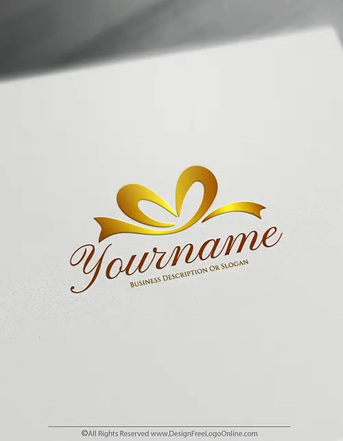 Golden heart Gift Ribbon icon maker