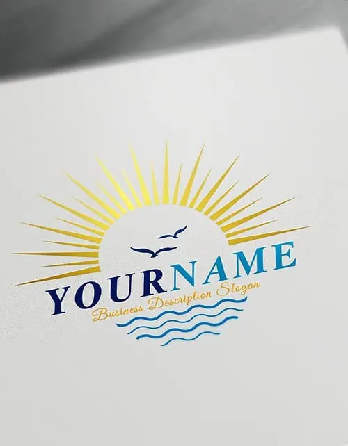 Sun Logo Design. Hotel Sea logos Sun logo maker