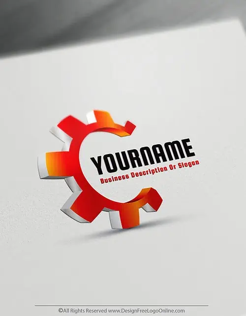 Red Metal 3D Gear Industry Logo maker online