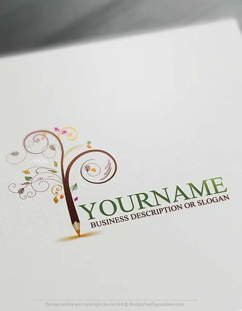 Create a Logo Free - Create Pencil Tree Logo Design